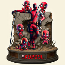 Load image into Gallery viewer, “Celebrate Fatherhood with Laughter!” - Dadpool &amp; Little Ones Acrylic Plaque - Personalized Gift for Dad and Grandpa Shaped Plaques PopCulturePrints
