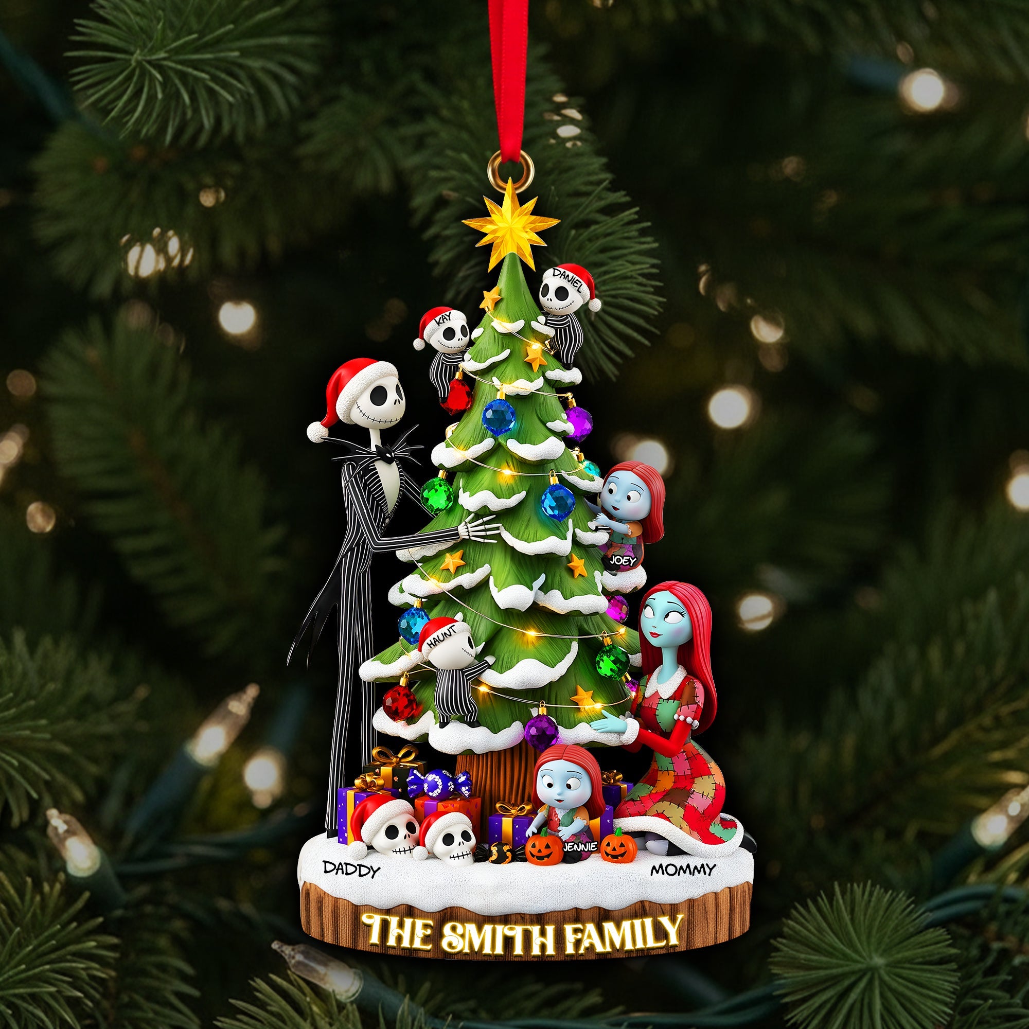 “Celebrate a Spooky Christmas!” - Gothic Christmas Family Ornament - Personalized Gift for Families Ornament PopCulturePrints