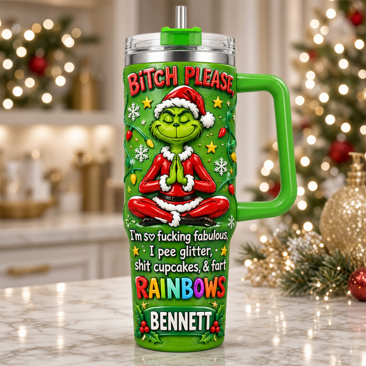 Sleighing The Naughty List Tumbler With Handle - Personalized Funny Gifts 01HUDH141026 Tumbler Cup PopCulturePrints