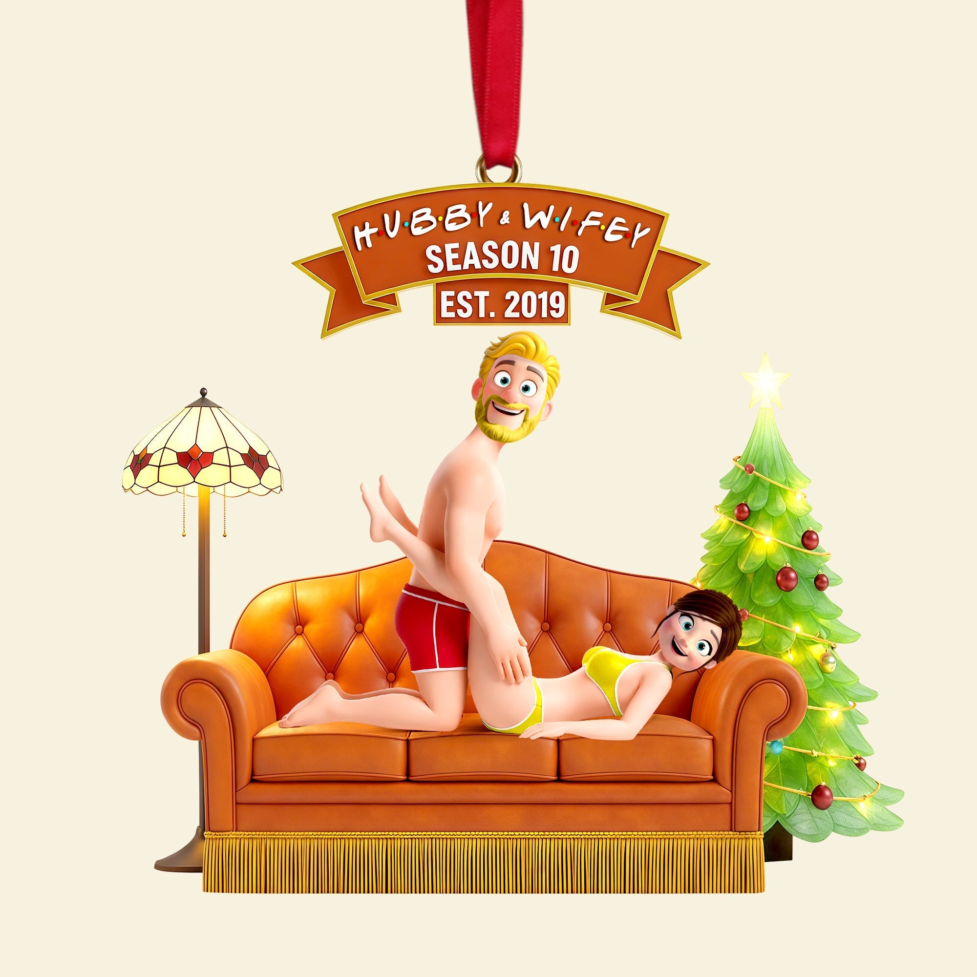 Love & Laughter: Flirty Couple Acrylic Ornament - Personalized Gift for Couples Ornament PopCulturePrints