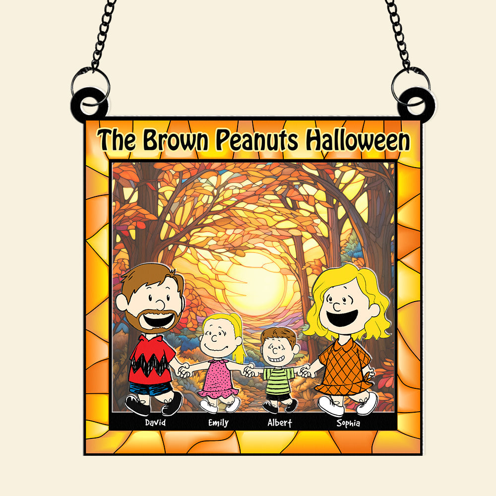 Personalized Brown Peanuts Halloween Window Hanging