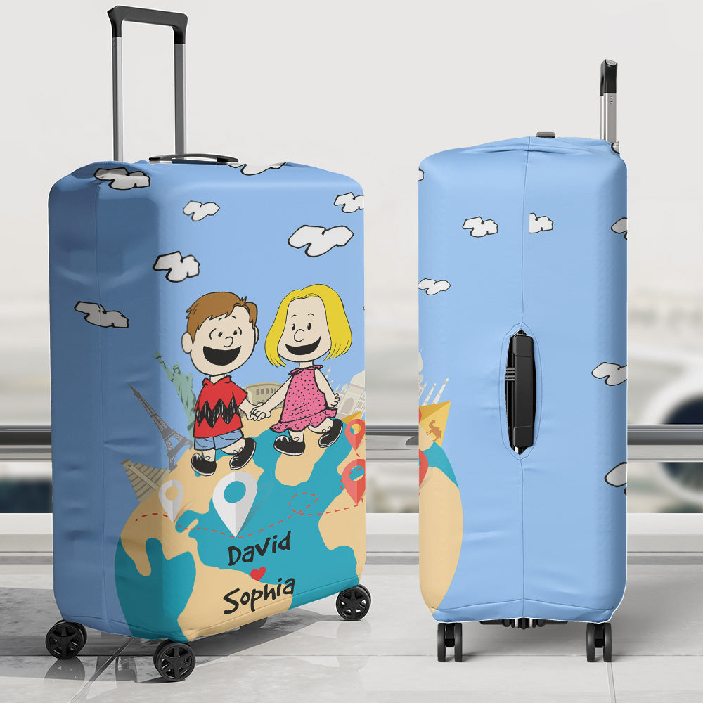 Personalized Cartoon Travel Luggage Covers for Couples