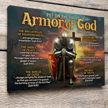 Load image into Gallery viewer, Put on the Full Armor of God - Personalized Kneeling Knight Canvas Print - Gifts for Christians Poster &amp; Canvas PopCulturePrints
