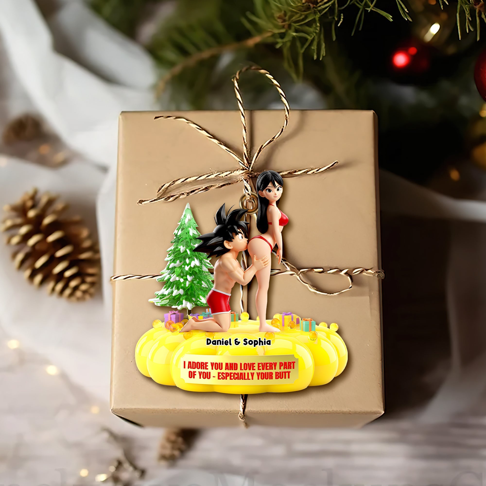 I Adore You – Cheeky Kiss Couple Ornament - Personalized Gift for Couples Ornament PopCulturePrints