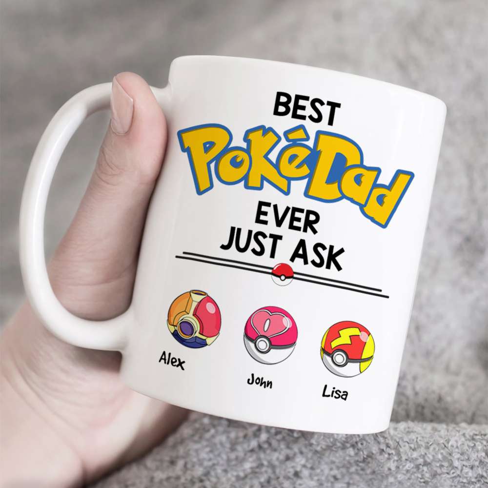 Best PokeDad Ever Just Ask Personalized Mug - Perfect Gift for Dad Coffee Mug PopCulturePrints