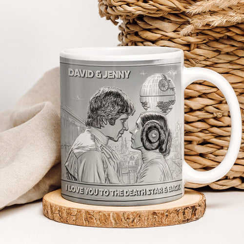 I Love You to the Death Star & Back - Galaxy Couple Mug Coffee Mug PopCulturePrints