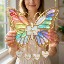 Load image into Gallery viewer, "Celebrate Love with a Personal Touch" - Butterfly Mom Suncatcher Ornament - Custom Gift for Mom, Grandma, and More Ornament PopCulturePrints
