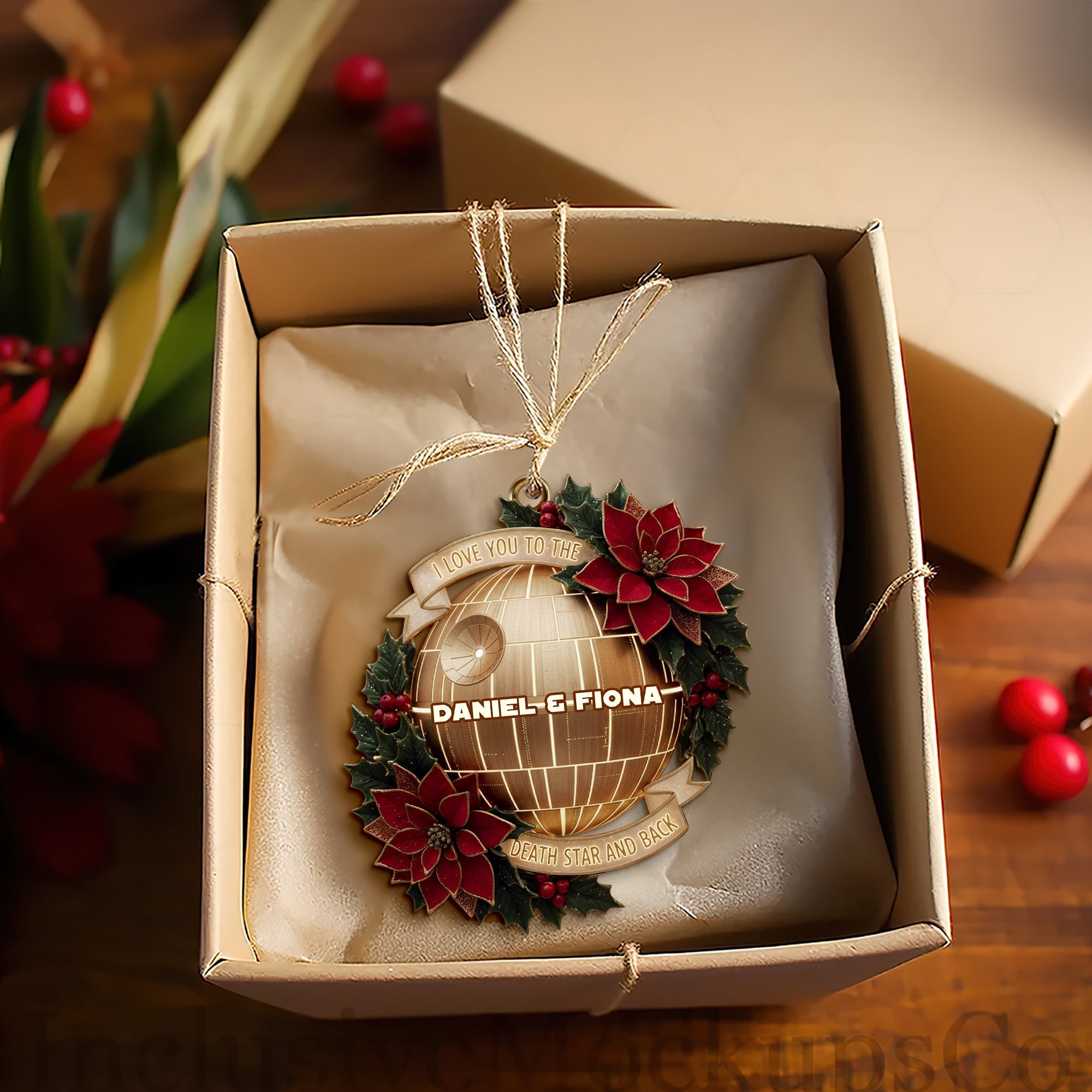 I Love You to the Death Star and Back - Personalized Christmas Ornament for Couples Ornament PopCulturePrints
