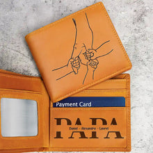 Load image into Gallery viewer, Hand In Hand - Grandpa Will Always Protect Grandkid - Personalized Engraved Leather Wallet Engraved Leather Wallet PopCulturePrints
