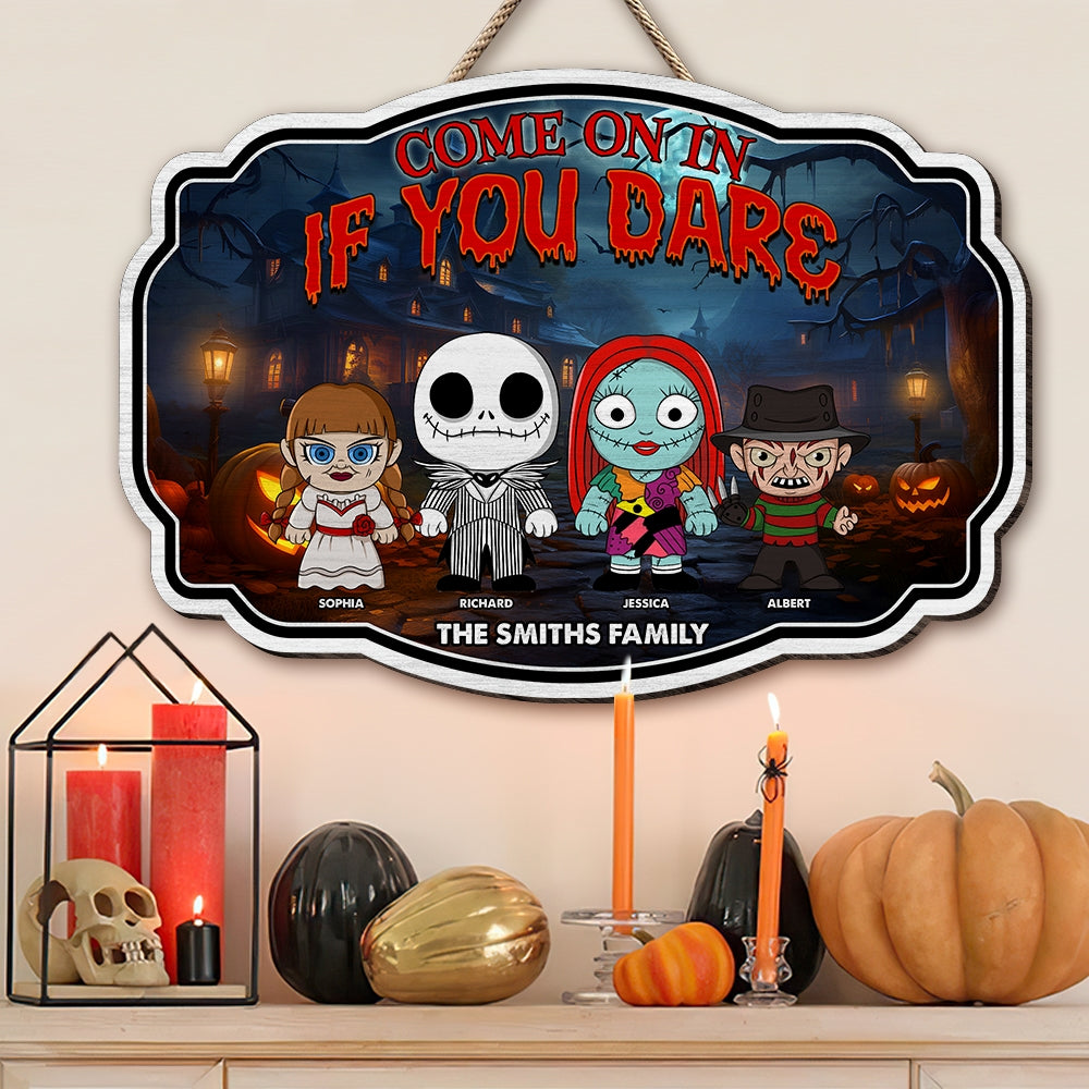 Personalized Family Horror Movie Cartoon Door Sign Wood Sign PopCulturePrints