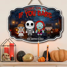 Load image into Gallery viewer, Personalized Family Horror Movie Cartoon Door Sign Wood Sign PopCulturePrints
