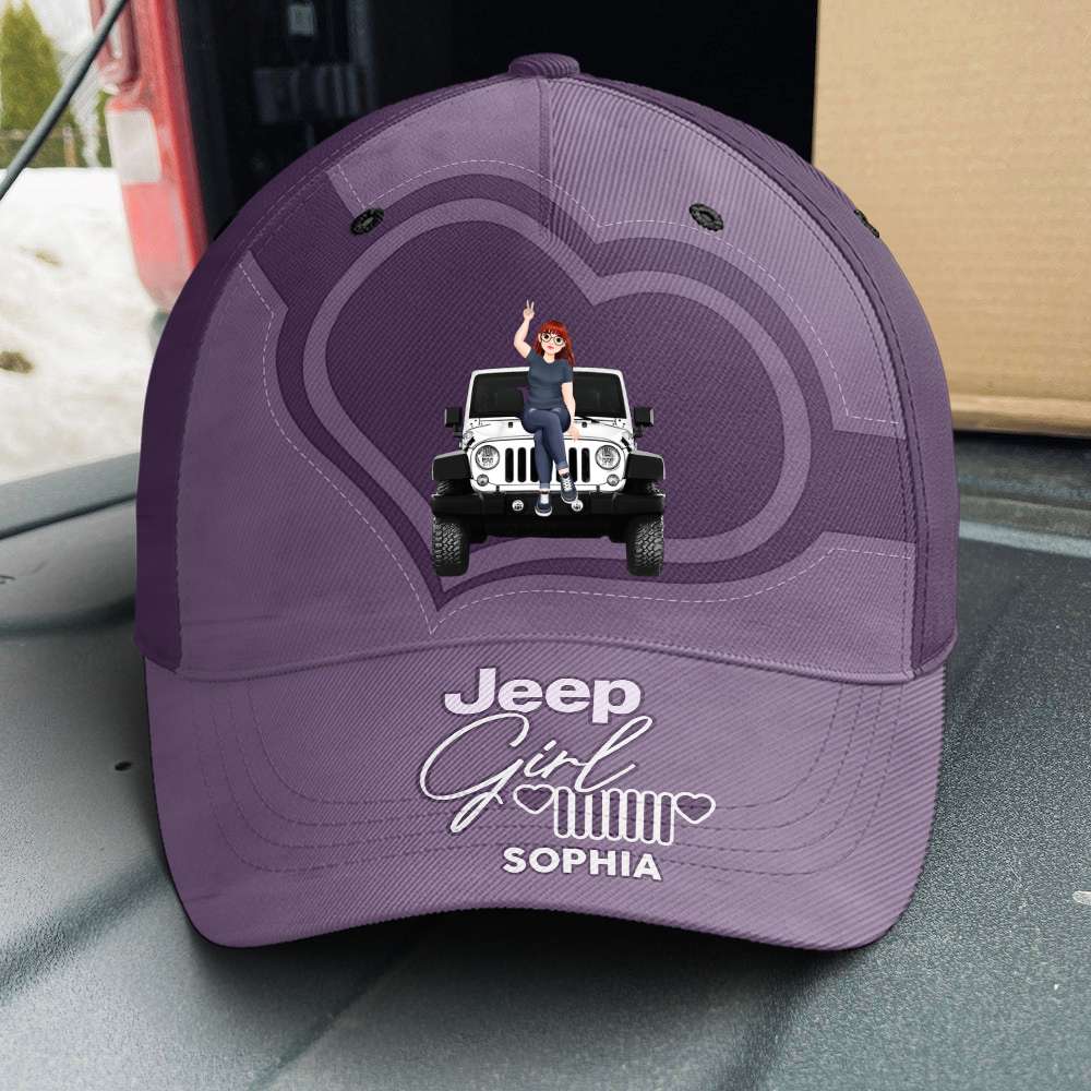 Personalized Jeep Girl Cap with Pink Camo Design