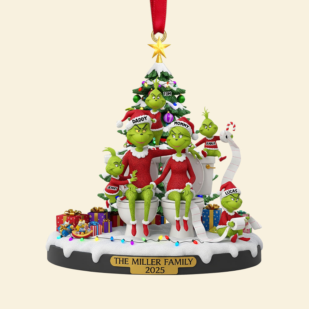 “A Grinchy Family Christmas!” – Personalized Christmas Ornament for Family Ornament PopCulturePrints