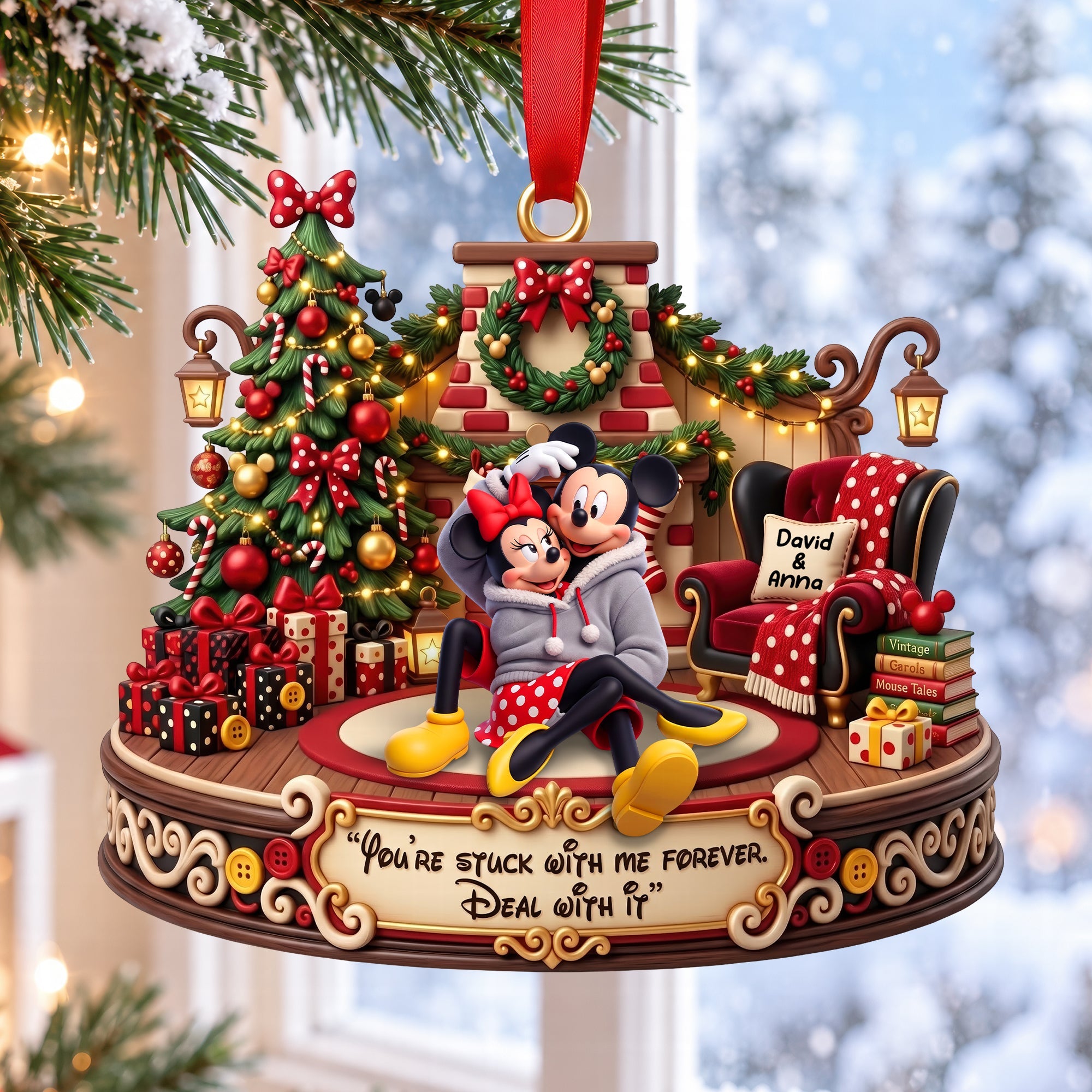 Stuck On You Christmas Ornament - Personalized Gifts For Couple 07TOQN230926 Ornament PopCulturePrints