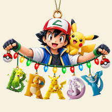 Load image into Gallery viewer, Adventure Alphabet Custom Name Ornament - Personalized Christmas Gift for Kids &amp; Pokémon Fans
