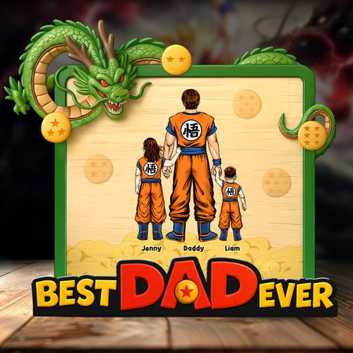 Best Dad Ever - Dragon Dad Plaque - Personalized Gifts for Dads Shaped Plaques PopCulturePrints