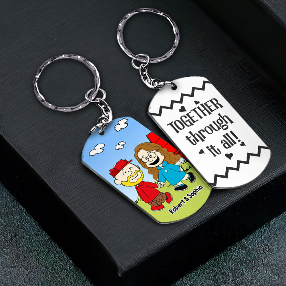 Couple's Personalized Cartoon Keychain - Hand in Hand