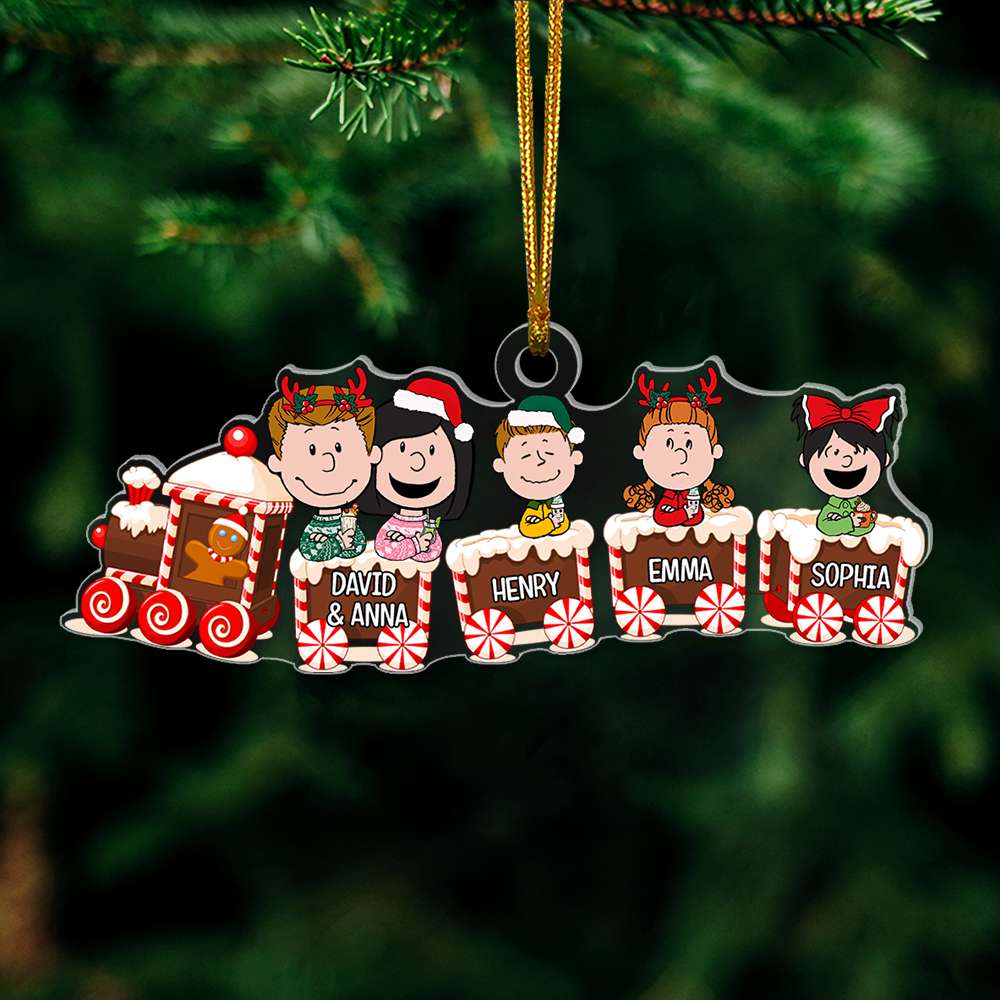 Personalized Family Train Christmas Ornament - Custom Acrylic Name Ornament