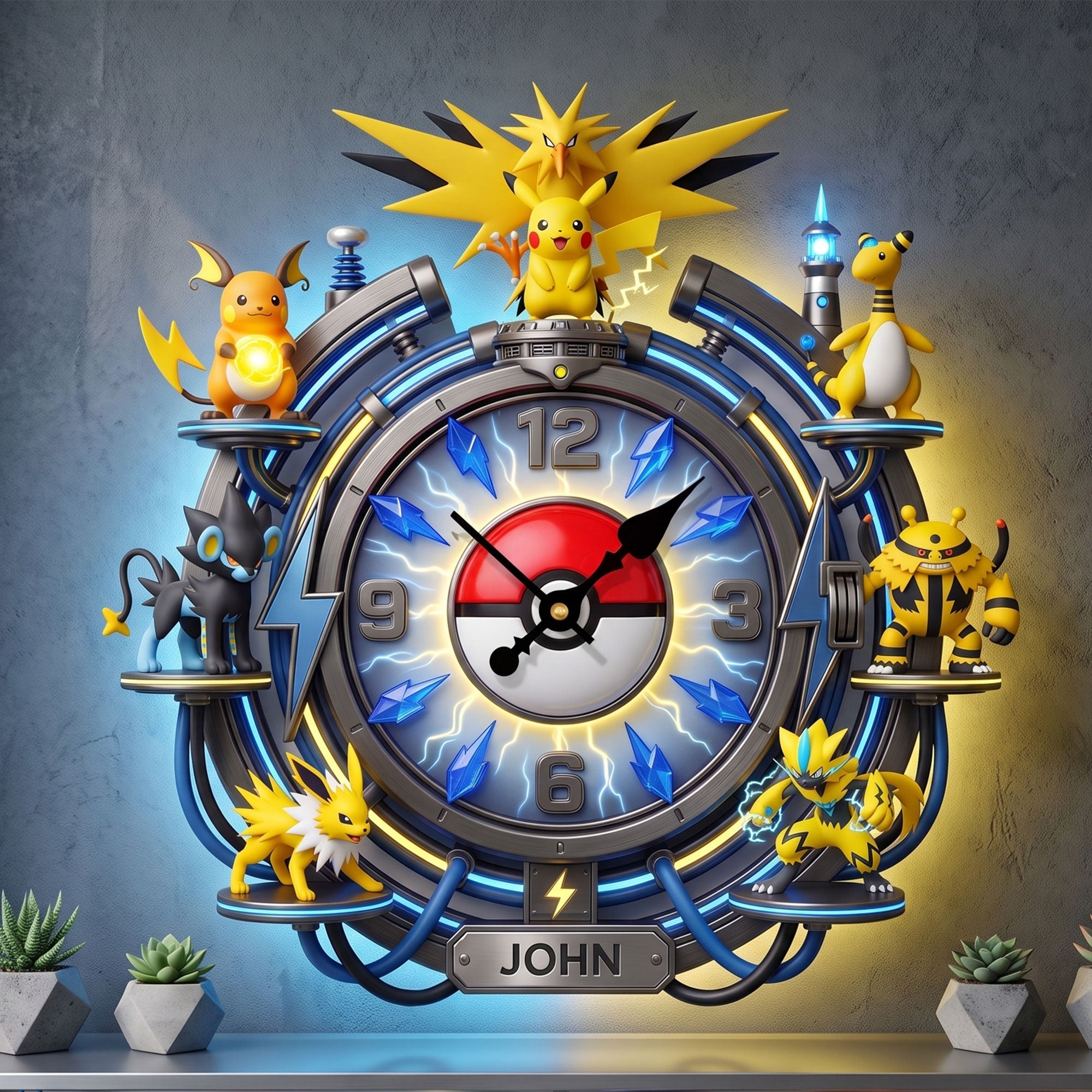 Time for Adventure: Creature Squad Acrylic Hanging Wall Clock - Personalized Gift for Pokémon Fans