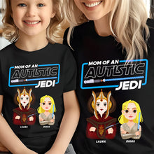 Load image into Gallery viewer, Mom of an Autistic Jedi - Personalized Autism Mom Shirt Shirts PopCulturePrints
