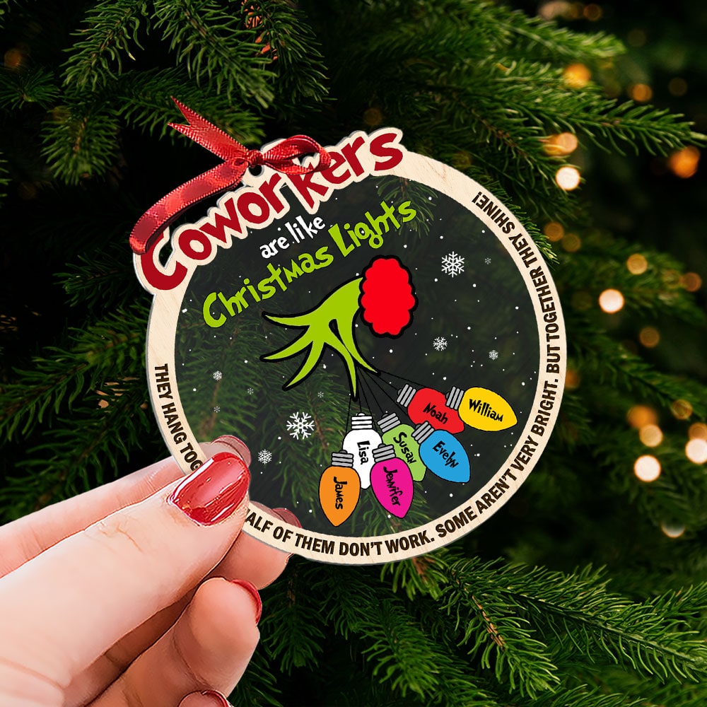 Personalized Christmas Ornament for Coworkers: Festive Lights Design