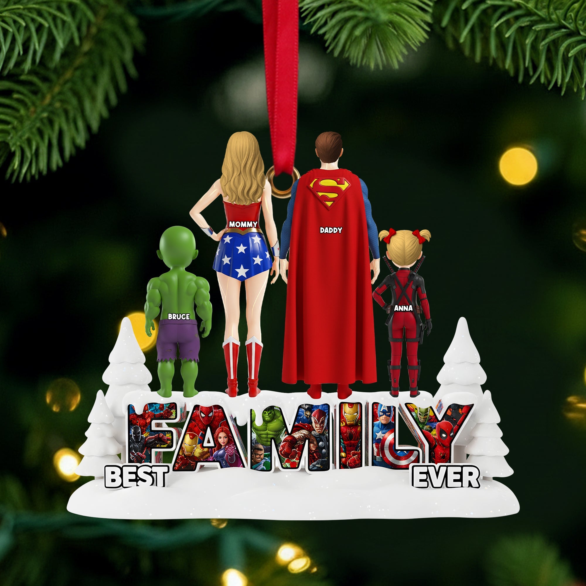 Best Family Ever Ornament - Personalized Family Gift for Loved Ones Ornament PopCulturePrints