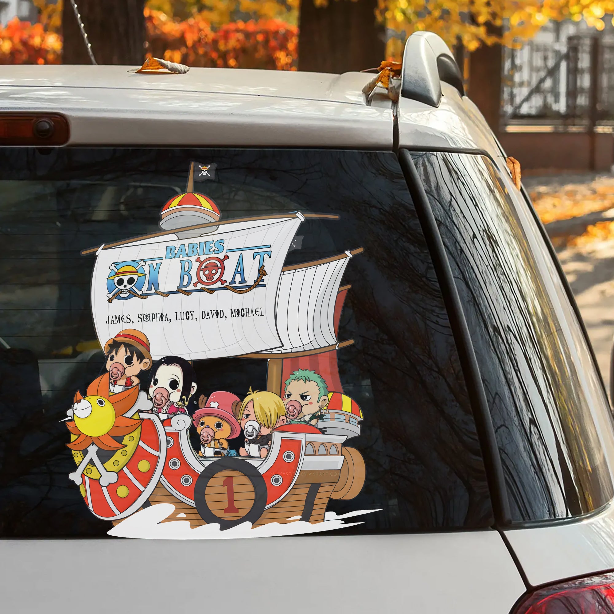 Custom Family Decal - Anime Pirate Boat Theme Decal Sticker PopCulturePrints