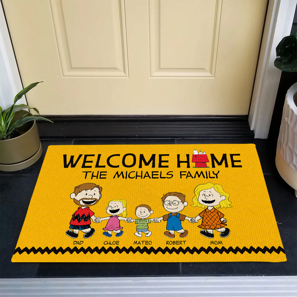 Personalized Family Cartoon Welcome Doormat