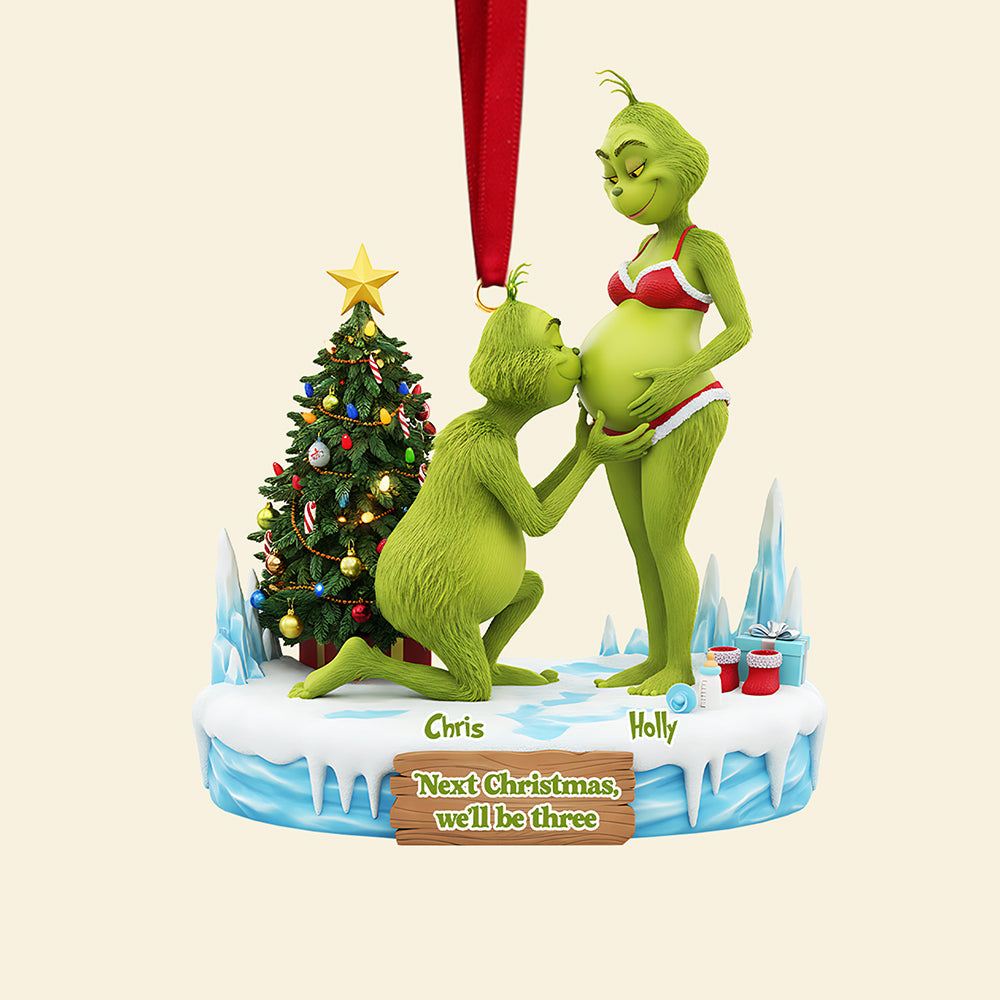 Next Christmas, We'll Be Three - Personalized Pregnant Couple Acrylic Ornament Ornament PopCulturePrints