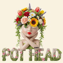 Load image into Gallery viewer, &quot;Embrace Your Green Thumb&quot; - Pot Head Girl Acrylic Plaque - Personalized Gift for Gardening Girls Shaped Plaques PopCulturePrints
