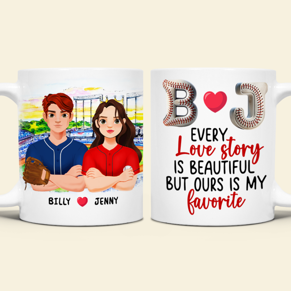 Custom Baseball Couple Mugs - Perfect Valentine’s Day Gifts for Baseball Lovers Coffee Mug PopCulturePrints
