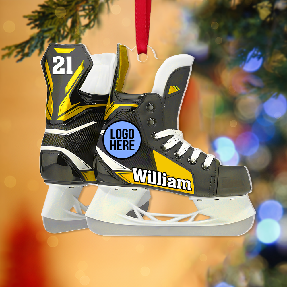 Personalized Ice Hockey Skate Christmas Ornament Ornament PopCulturePrints