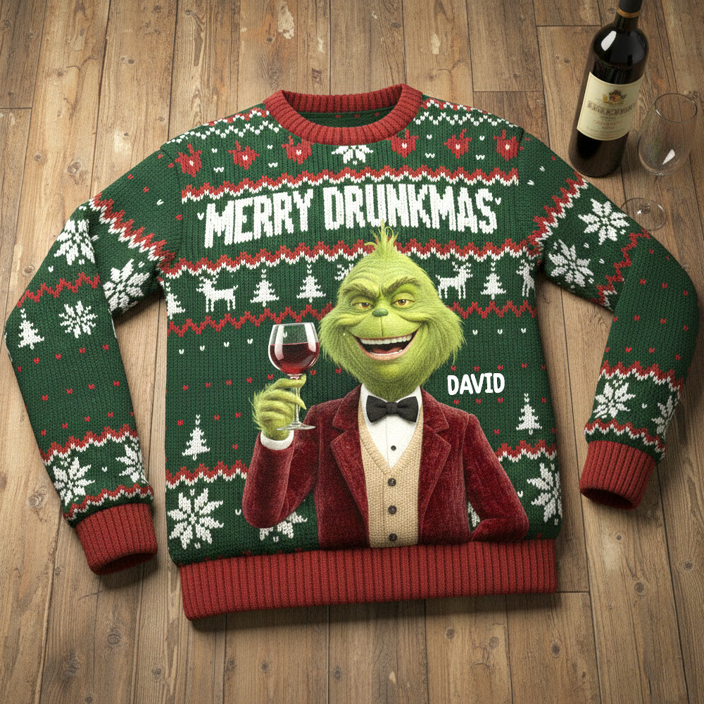 Merry Drunkmas! Perfectly Personalized Sweater for Drinking Lovers AOP Products PopCulturePrints