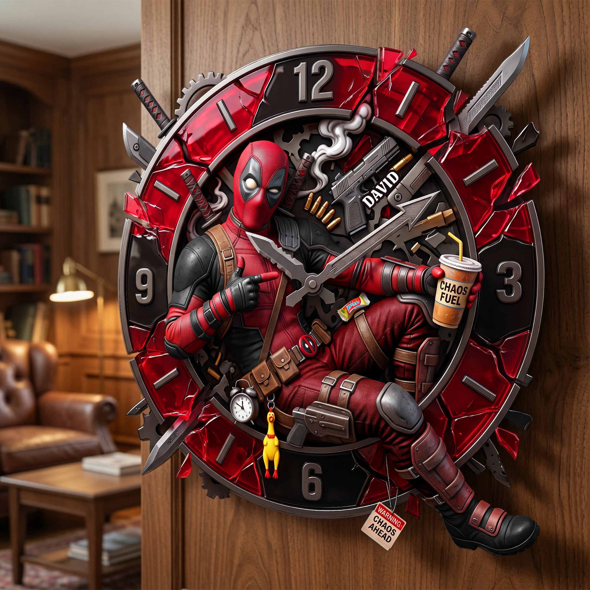 Red Mask Acrylic Wall Clock - Personalized Gifts 01paqn180726 Hanging Wall Clock PopCulturePrints