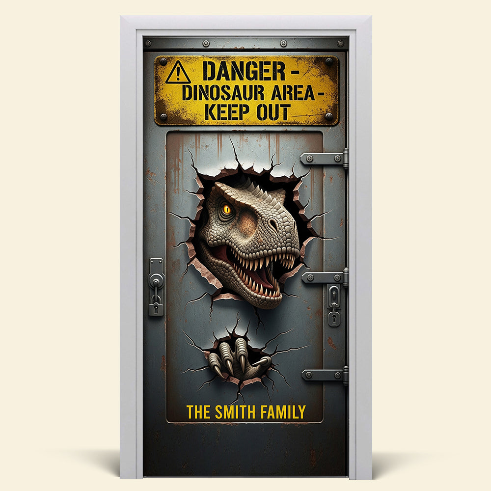 “Unlock the Adventure!” - Fantasy World Door Cover - Personalized Gift for Dino Lovers Door Covers PopCulturePrints