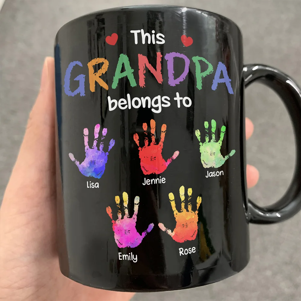 This Grandpa Belongs To - Personalized Black Mug for the Best Grandpa Mug PopCulturePrints