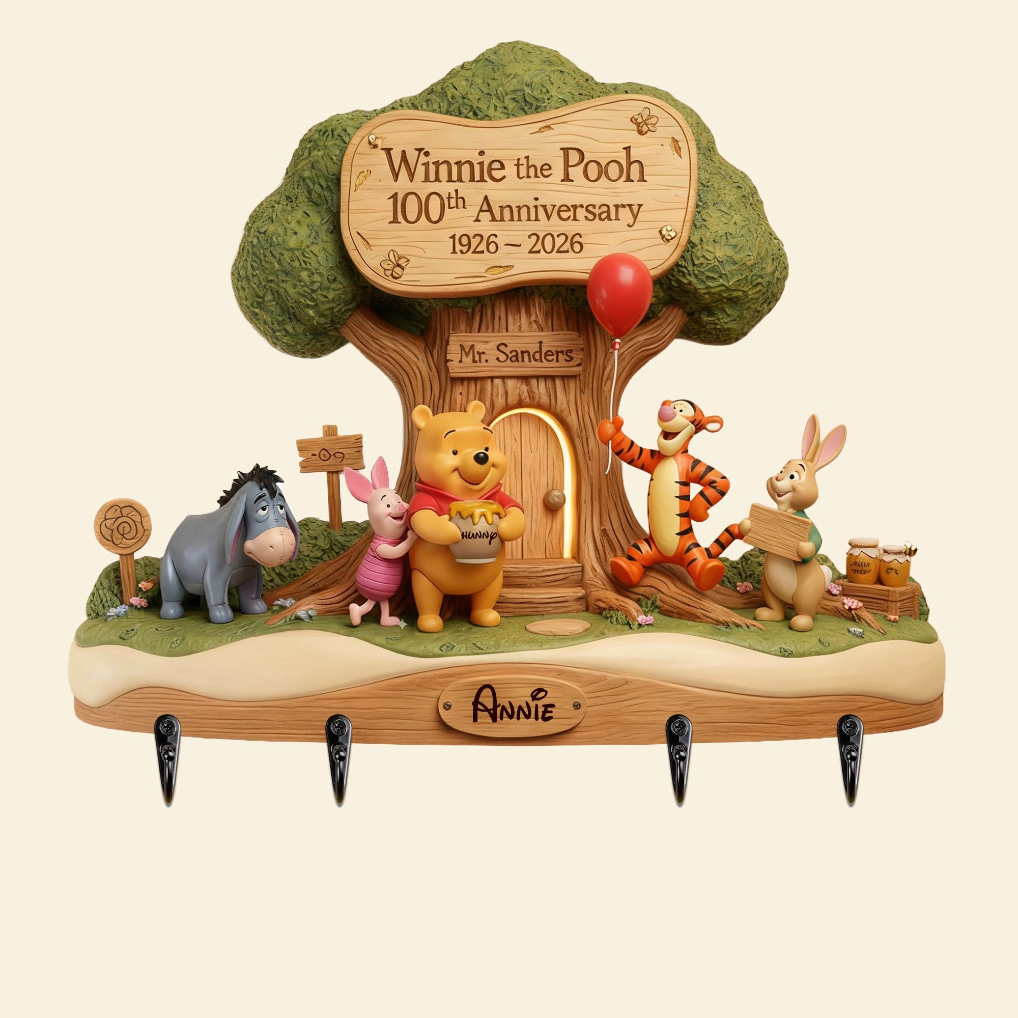 Celebrate 100 Years of Childhood Memories with Personalized Winnie the Pooh Key Hanger Key Hanger PopCulturePrints