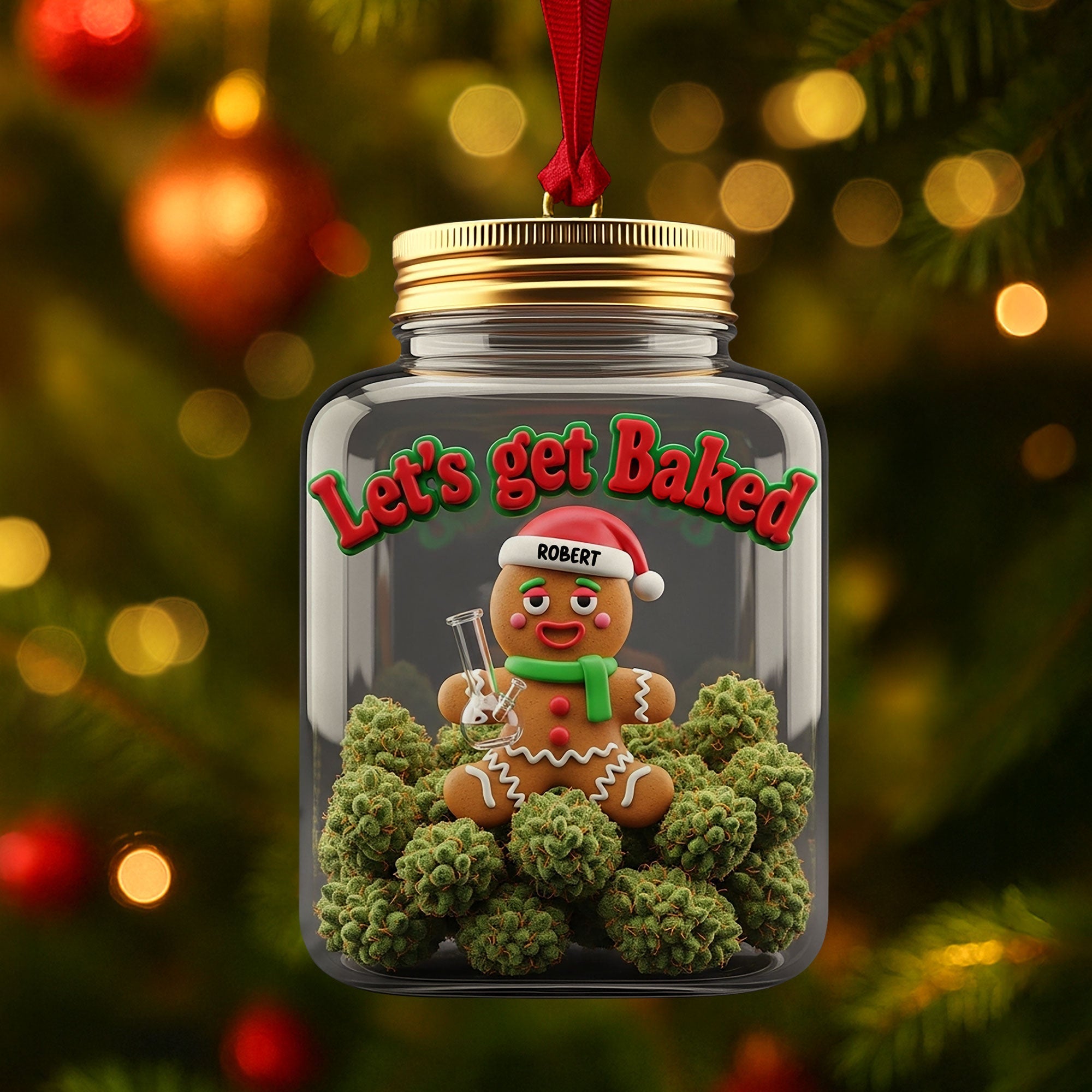 Let's Get Baked Gingerbread Weed Ornament - Custom Personalized Gift for Cannabis Enthusiasts Ornament PopCulturePrints