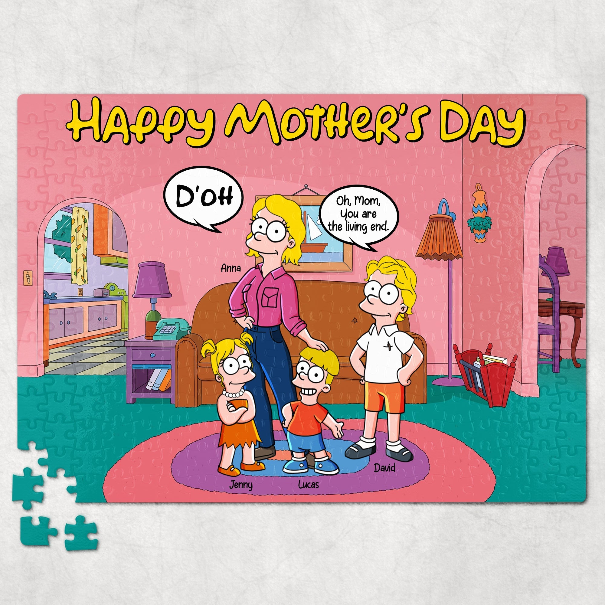 Happy Mother's Day Jigsaw Puzzle - Personalized Gift for Mom and Grandma Jigsaw Puzzles PopCulturePrints