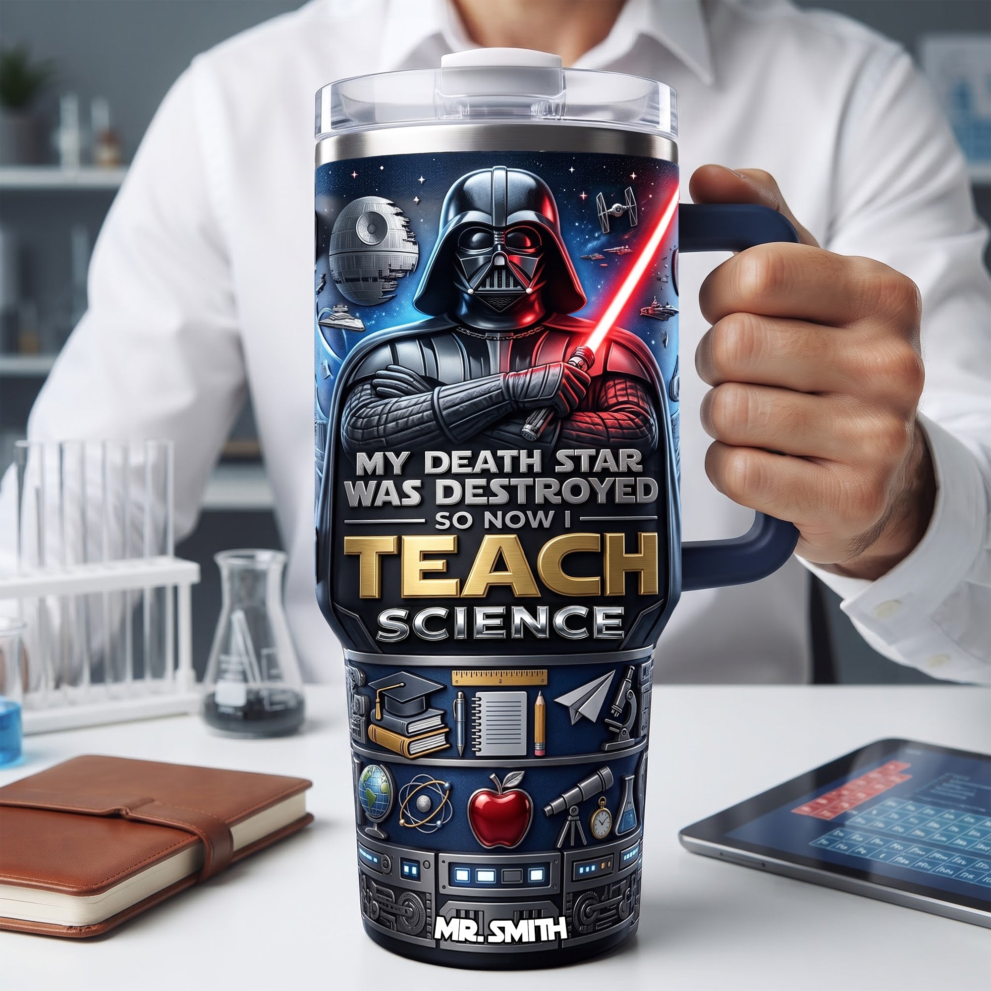 "My Death Star Was Destroyed, So Now I Teach Math" - Personalized 40oz Tumbler for Teachers