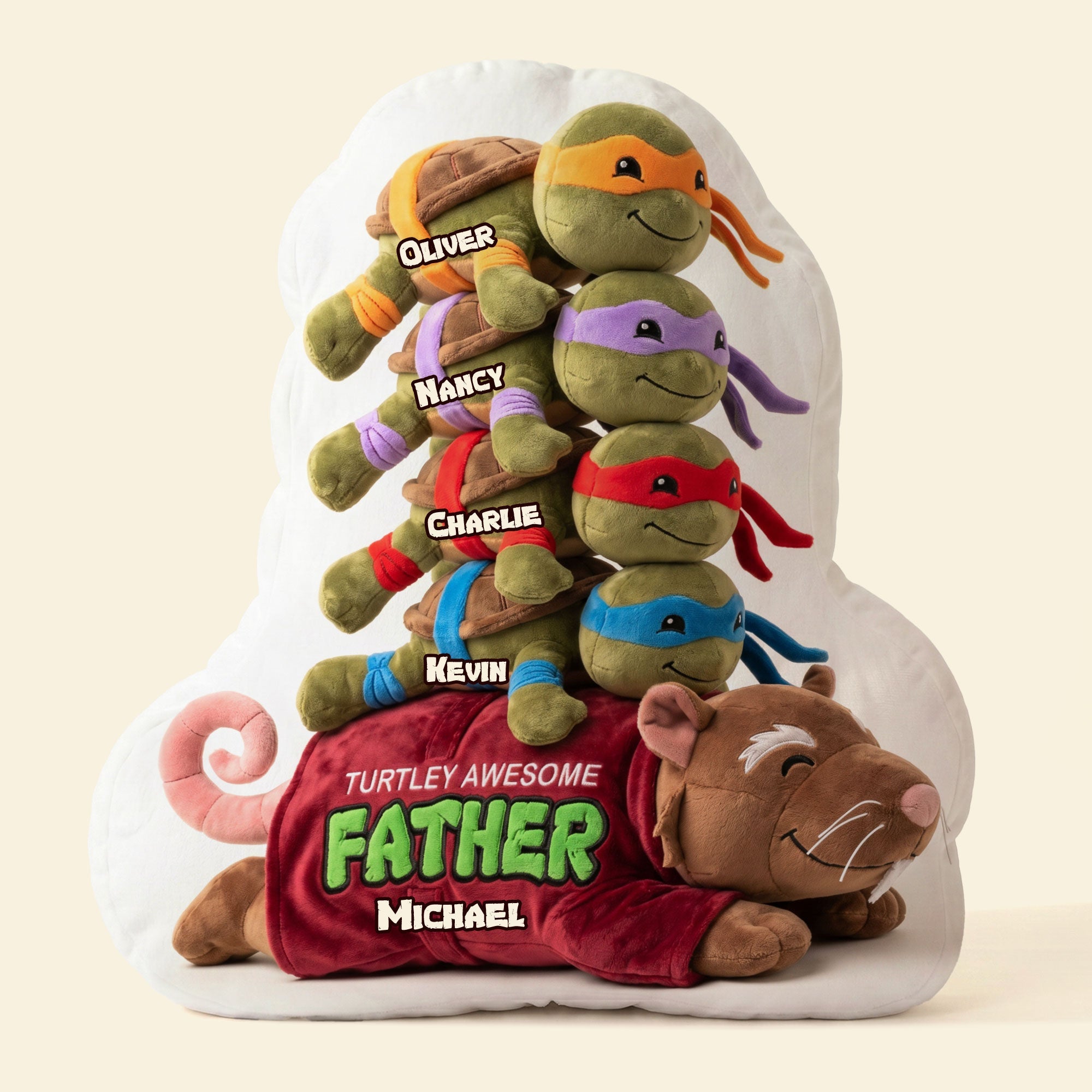 Turtley Awesome Dad Pillow - Customizable Gift for Father's Day Pillow PopCulturePrints