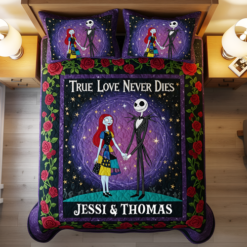 True Love Never Dies - Haunted Couple Quilt Bed Set | Personalized Gifts for Couples Bedding Set PopCulturePrints