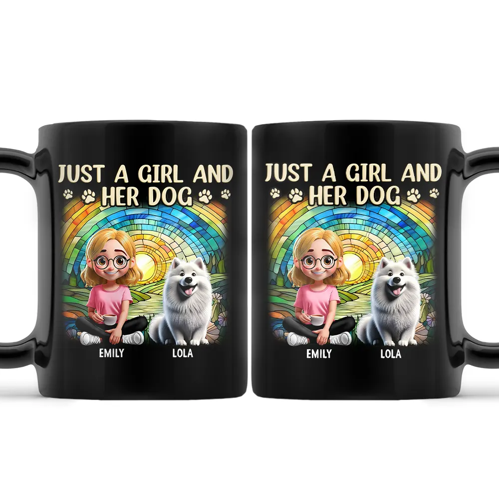 Just A Girl And Her Dog - Personalized Black Mug for Dog Lovers Mug PopCulturePrints