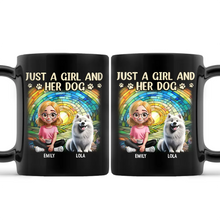 Load image into Gallery viewer, Just A Girl And Her Dog - Personalized Black Mug for Dog Lovers Mug PopCulturePrints
