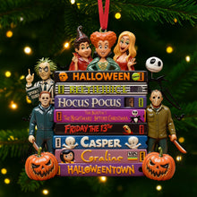 Load image into Gallery viewer, “Embrace the Spooky Vibes!” – Horror Tape Stack Ornament, Personalized Gift for Halloween Lovers Ornament PopCulturePrints

