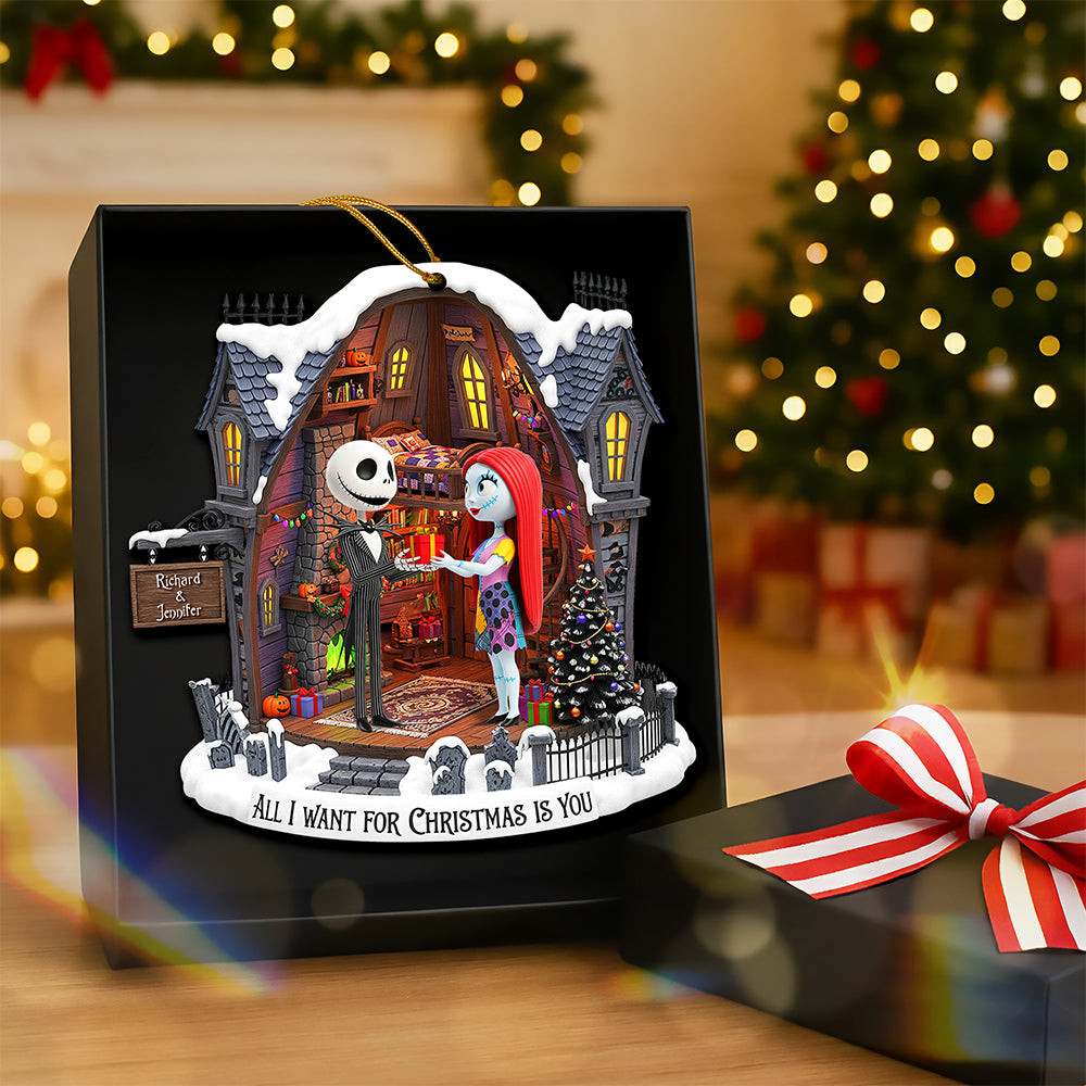 All I Want for Christmas is You - Spooky Couple Christmas Ornament - Personalized Gift for Couples Ornament PopCulturePrints