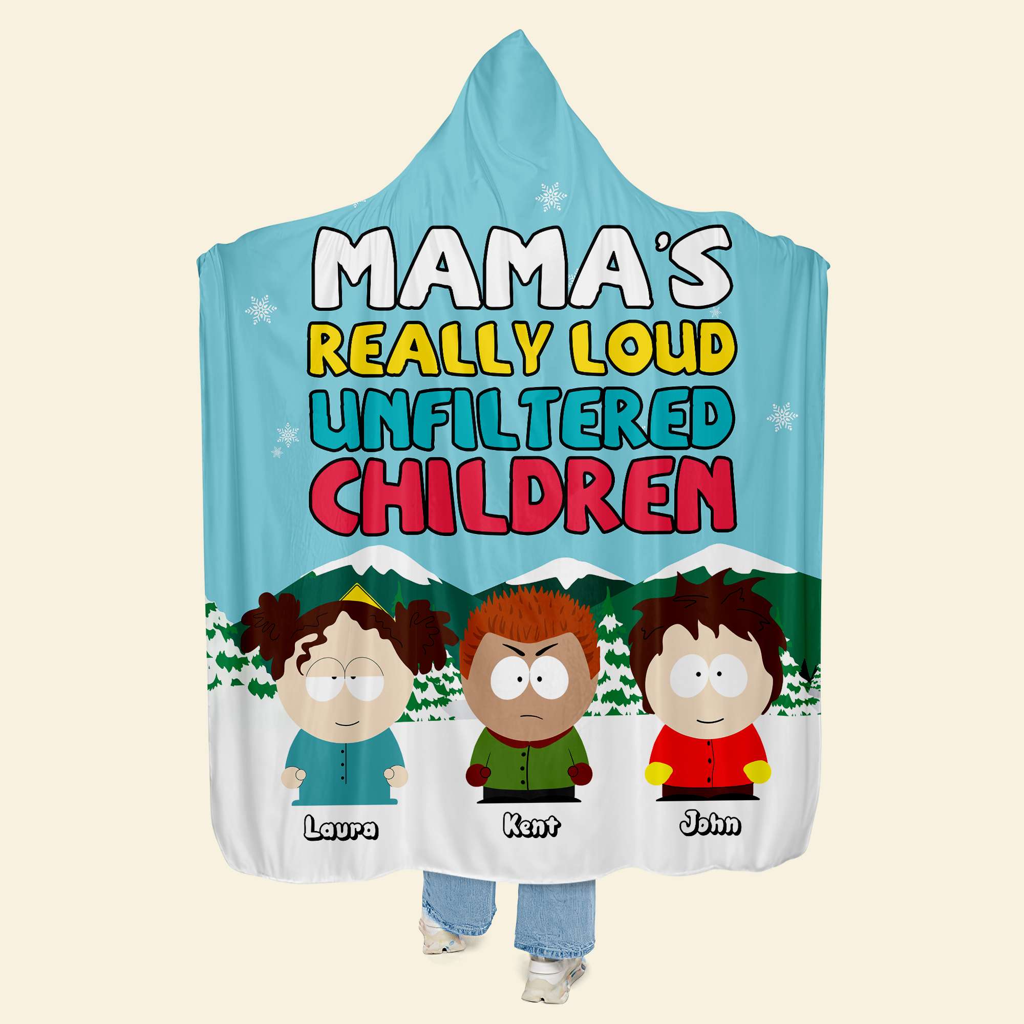 Personalized Hooded Blanket for Mom - Loud & Unfiltered Kids Theme Blanket PopCulturePrints