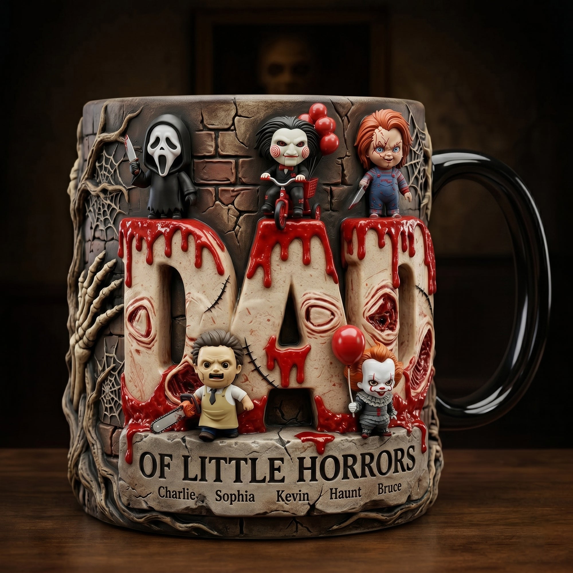 "Dad: Master of Little Horrors!" - Personalized Magic Mug for Dads, Grandpas, and Horror Fans Coffee Mug PopCulturePrints