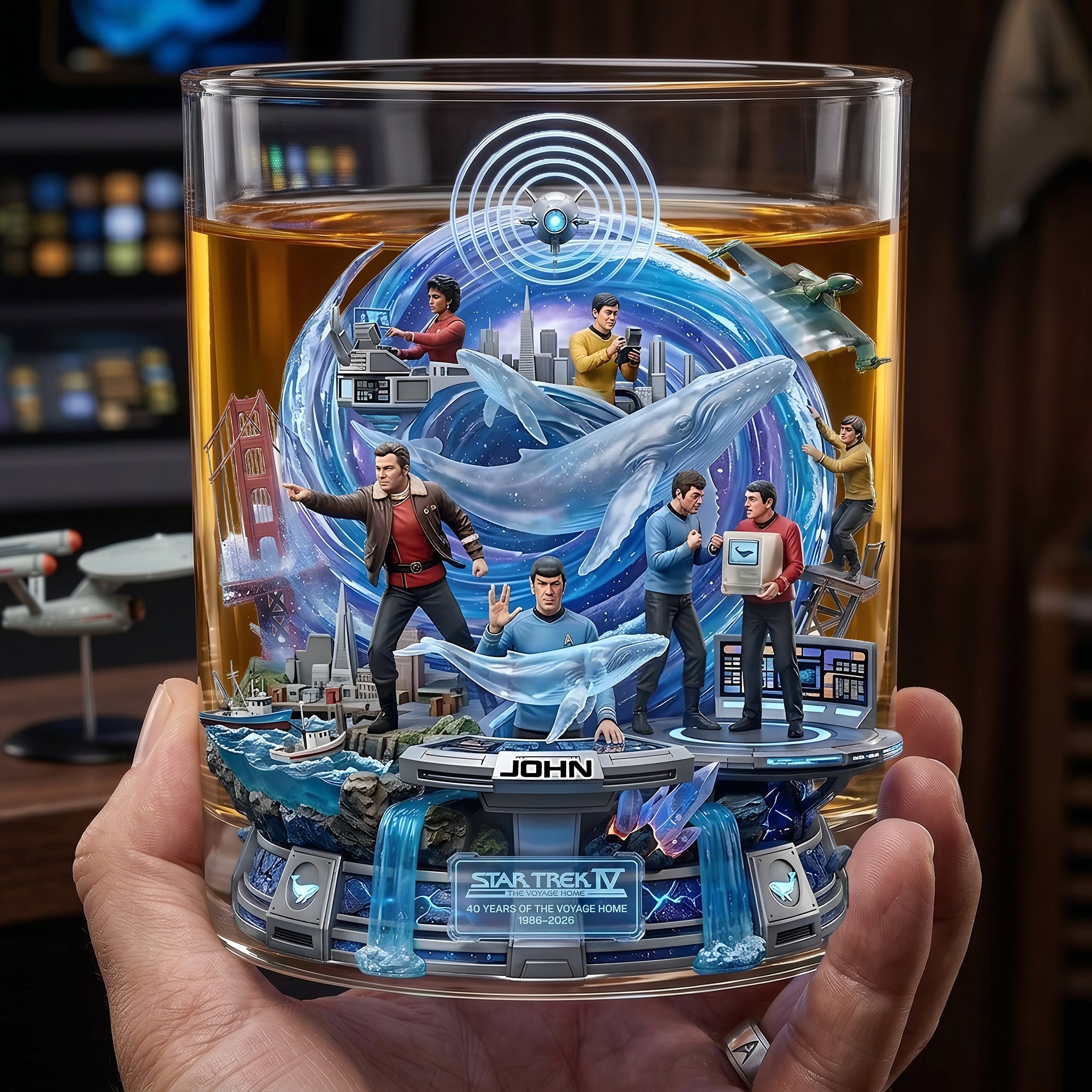"Celebrate 40 Years of Star Trek IV with Every Sip!" - Personalized Drinking Glass - Unique Gift for Fans and Collectors