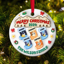 Load image into Gallery viewer, Personalized Family Christmas Ornament - Festive Stocking Design
